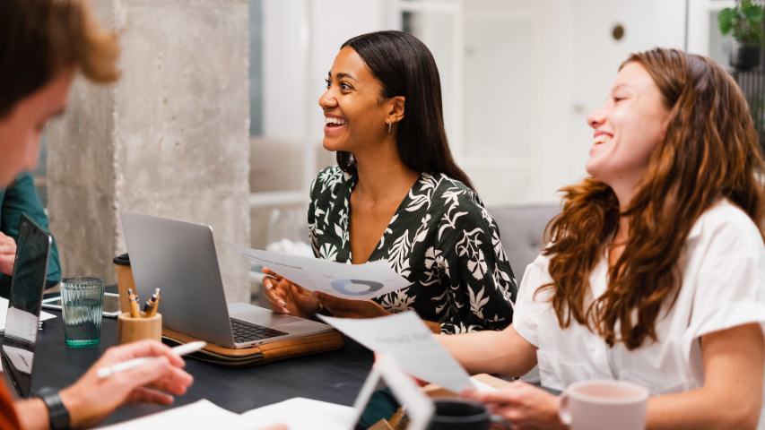 happy business team planning and brainstorming