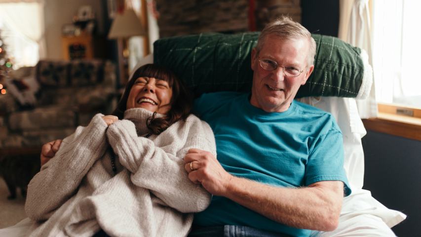 man and woman pose for portrait 