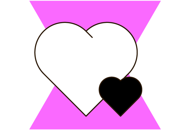 Illustration of hearts with a pink shape