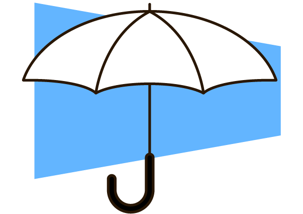 Illustration of an umbrella with a blue shape